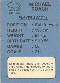 1981 Scanlens VFL #63 Michael Roach Back